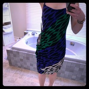 BCBG animal print halter fitted dress sz xs